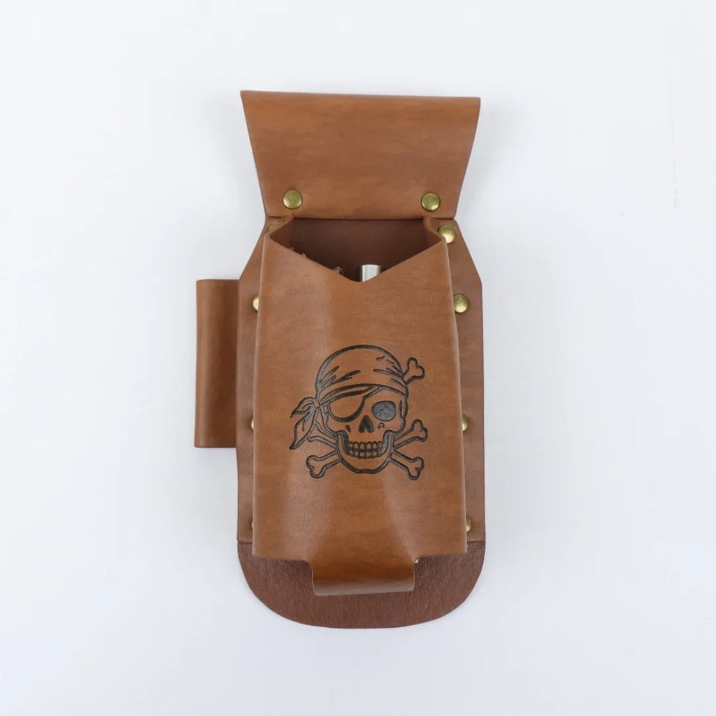 UYEE Belt Pirate Skull Leather Bottle Holster Waist Sash Hanging