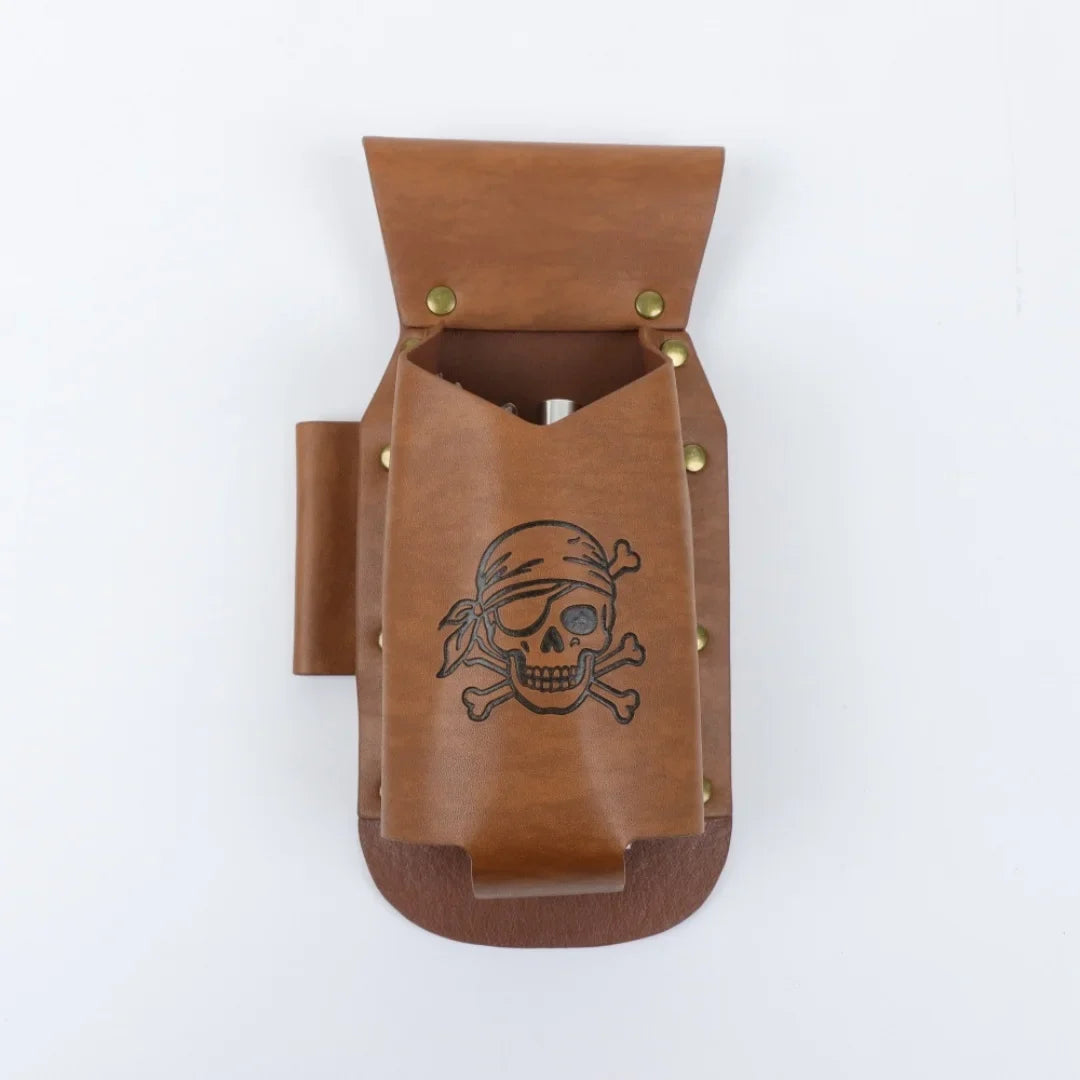 UYEE Belt Pirate Skull Leather Bottle Holster Waist Sash Hanging