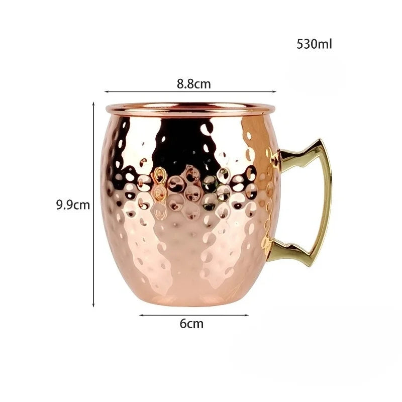Stainless Steel Moscow Mule Beer Mugs Metal Copper Plated Hammered