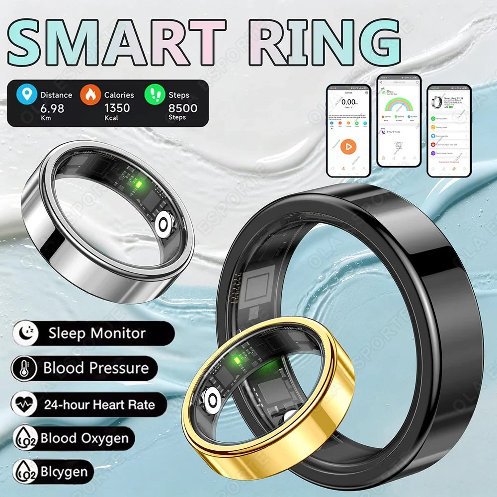 R09 Smart Ring Men Women Charging Case Heart Rate Blood Oxygen Skin
