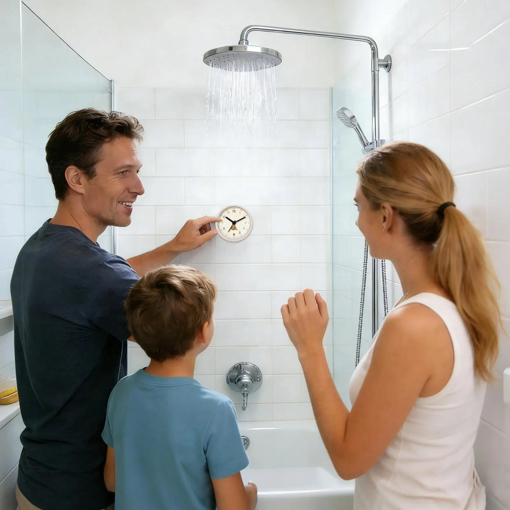 Waterproof Shower Clock Silent Bear Design | Suction Cup