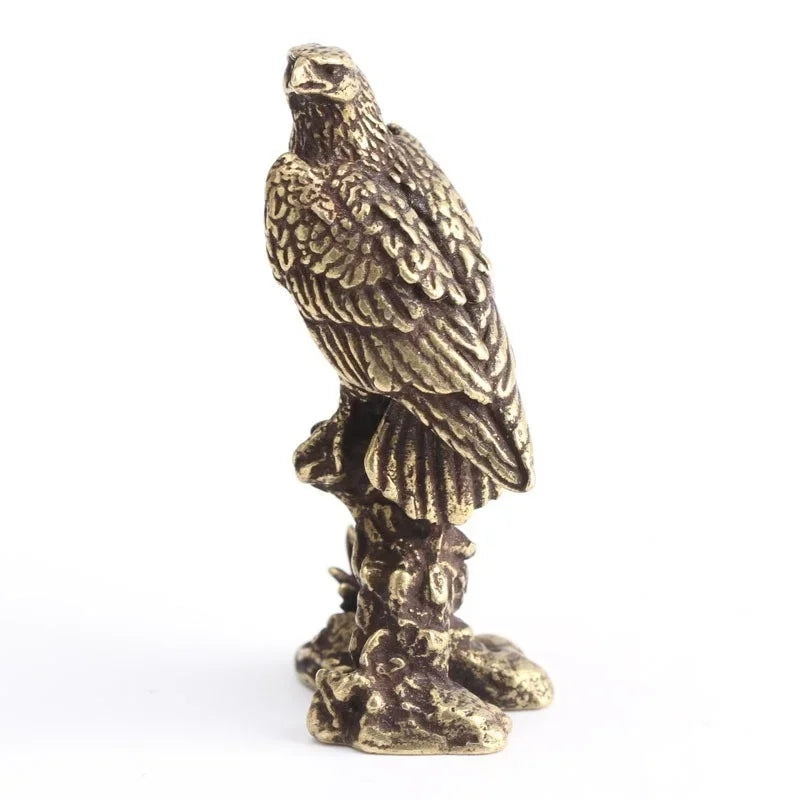Vintage Brass Eagle Miniature Statue – Handmade Bird Figurine
