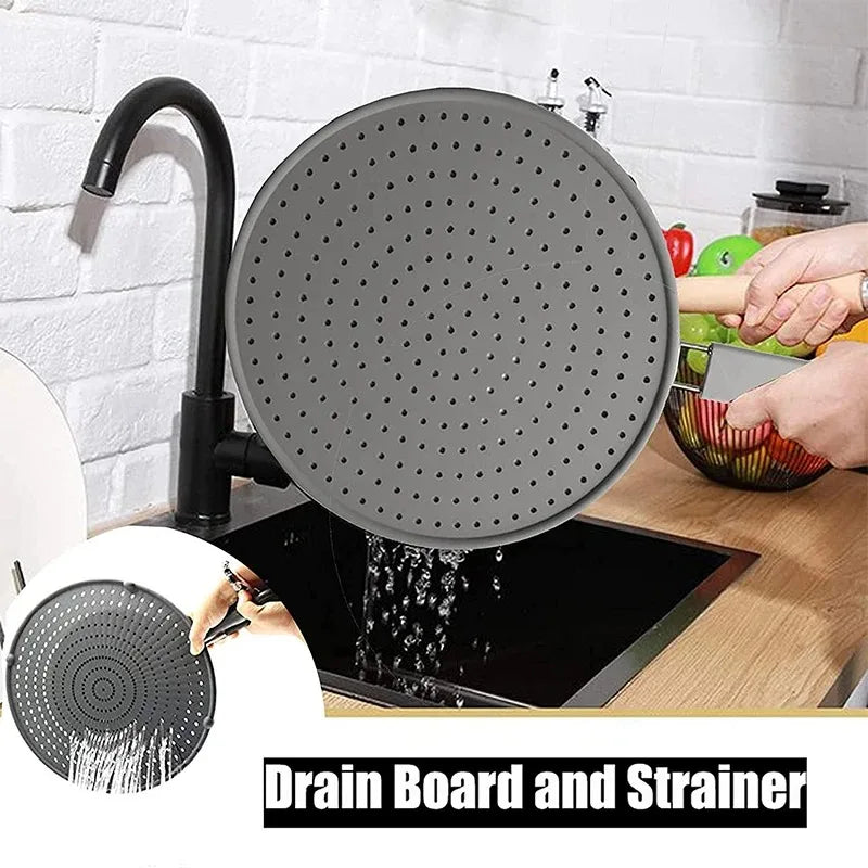 Silicone Splatter Screen with Handle – Oil Splash Guard & Pan Lid