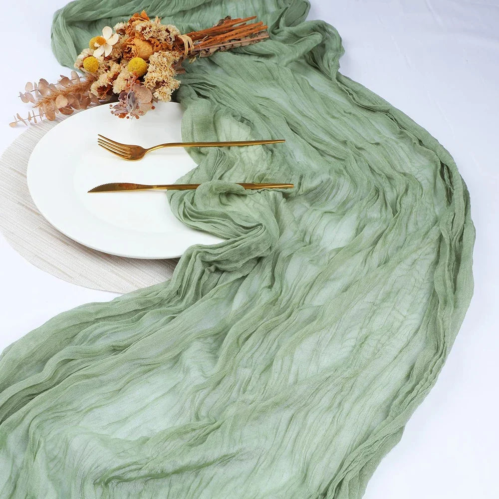 Sage Cheesecloth Gauze Table Runner – Wedding & Party Decor