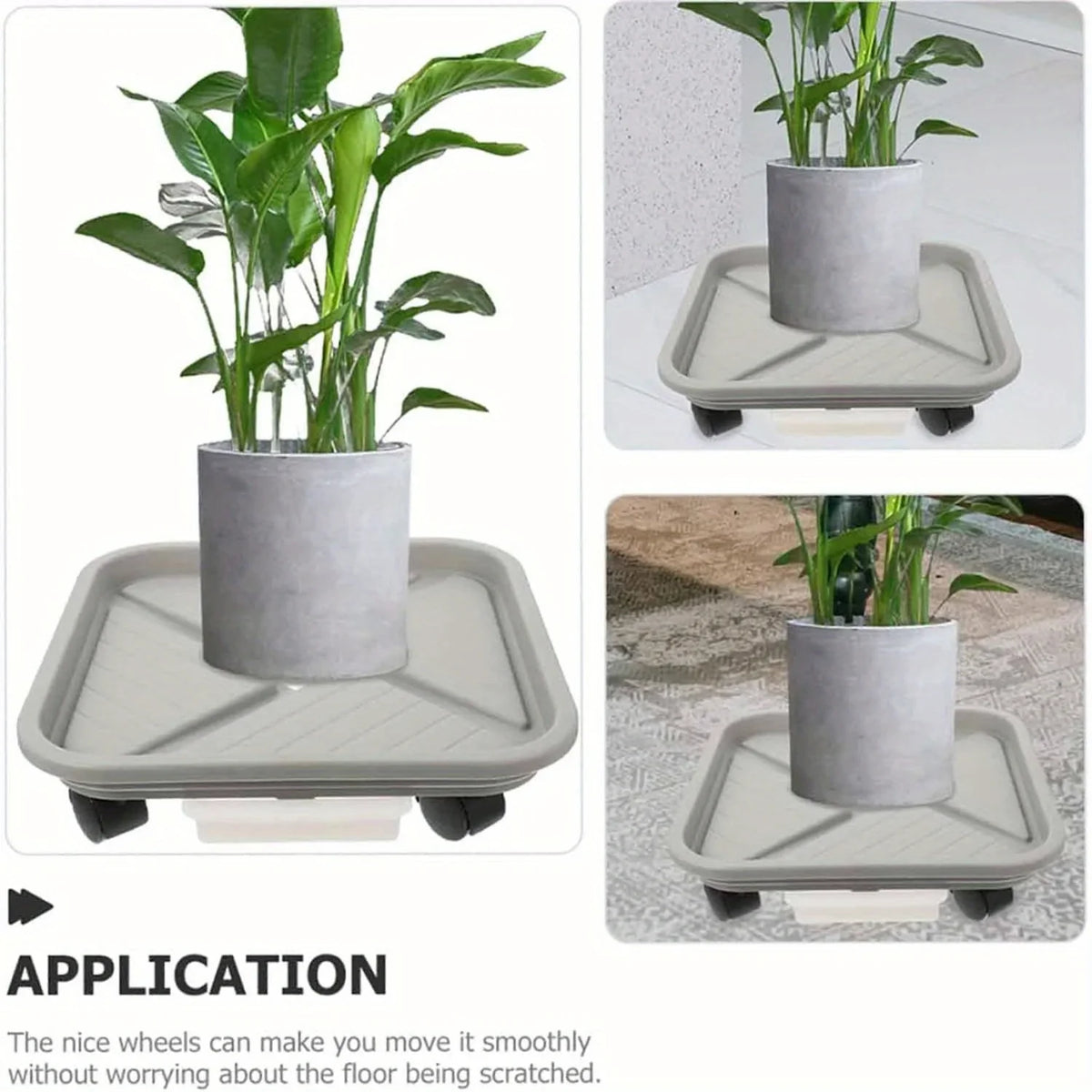Plant Ball Cage Four Wheels Drainage Tray Square Flower Pot Mover