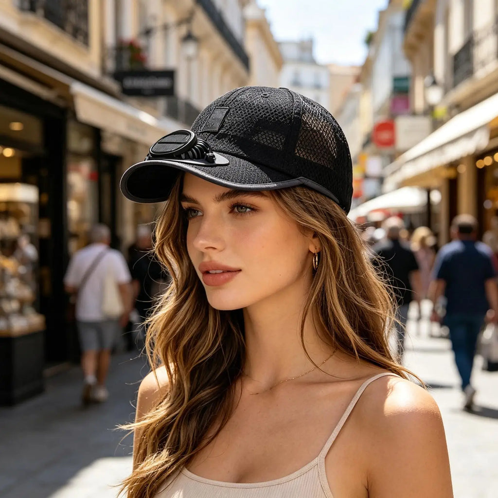 Solar Fan Sun Hat – Wide Brim, USB Rechargeable, Unisex