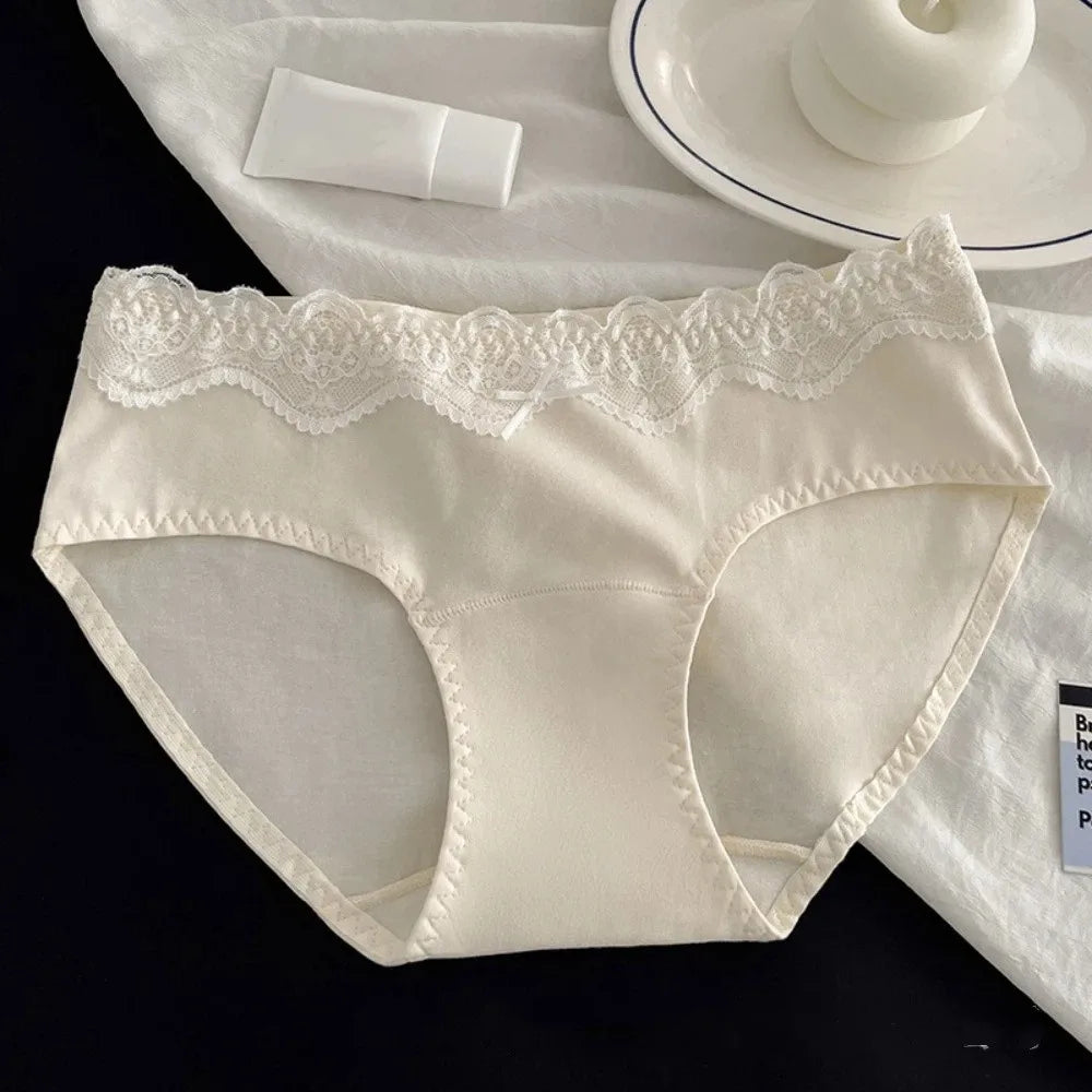 Women's Soft Floral Lace Bow Briefs – Comfortable Panties M–XL