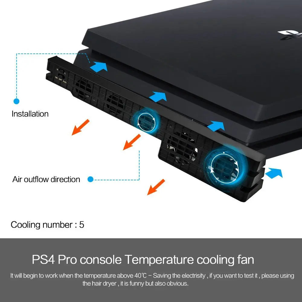 PS4 Pro / Slim Turbo Cooling Fan – Smart Thermostat 5-Fan