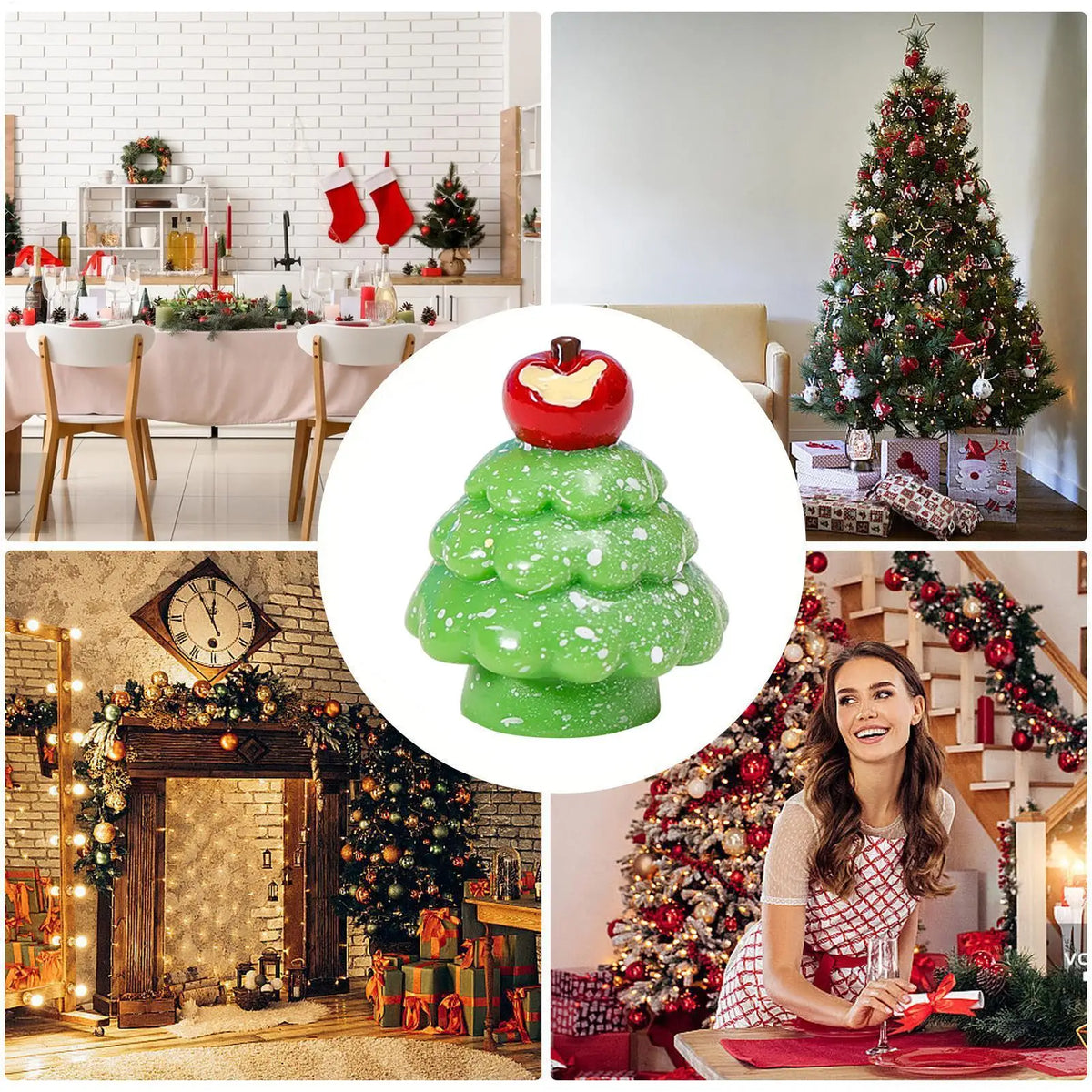 Mini Resin Christmas Tree Figurine | Tabletop Shelf Ornament