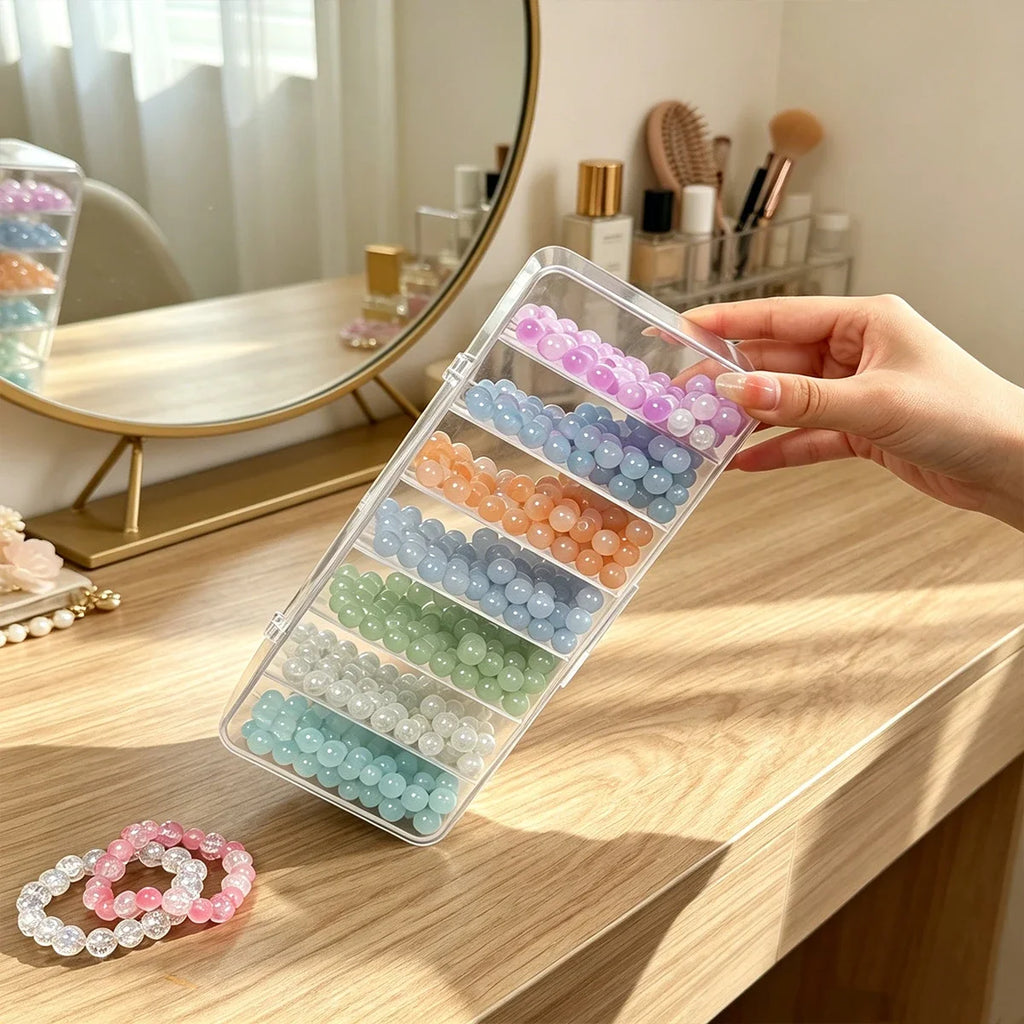 Transparent Flip Cover 8-grid Bead Storage Box Desktop Stackable