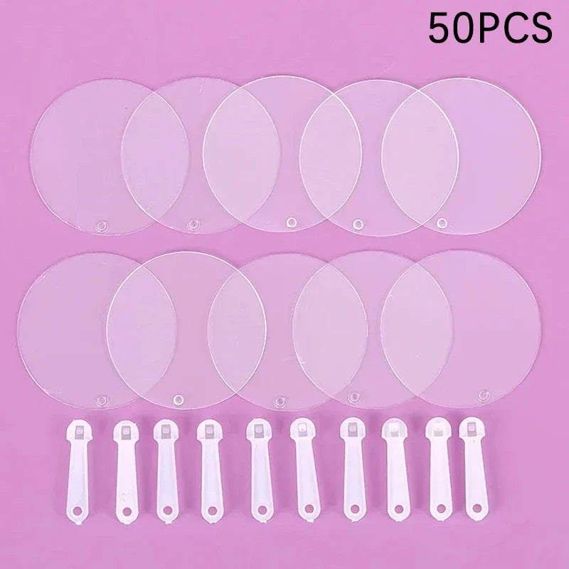 50Pcs Mini Transparent Blank Fans – DIY Art & Party Favors