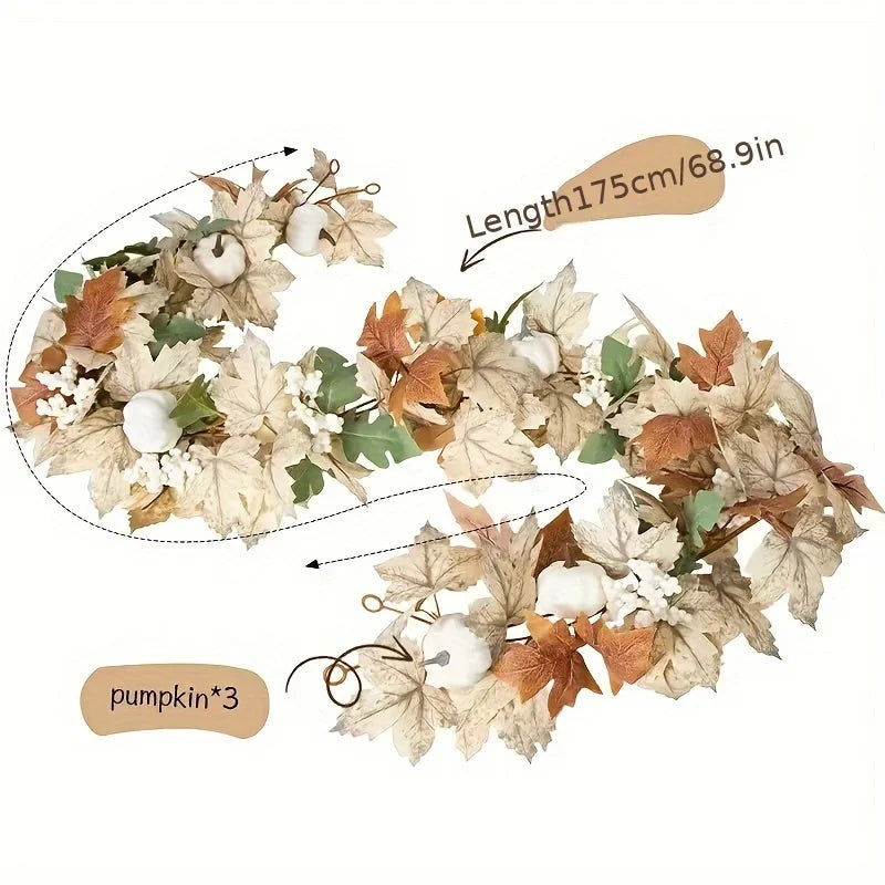 Autumn Maple Leaf & Pumpkin Wreath Set of 2 – Fall Décor