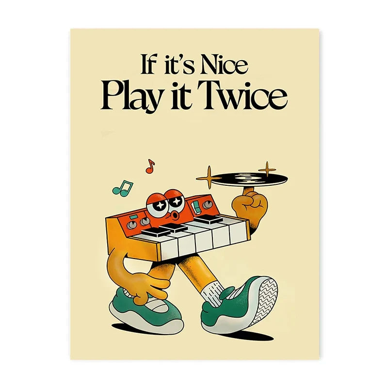 "If It's Good, Play It Twice" Music Canvas Wall Art Print