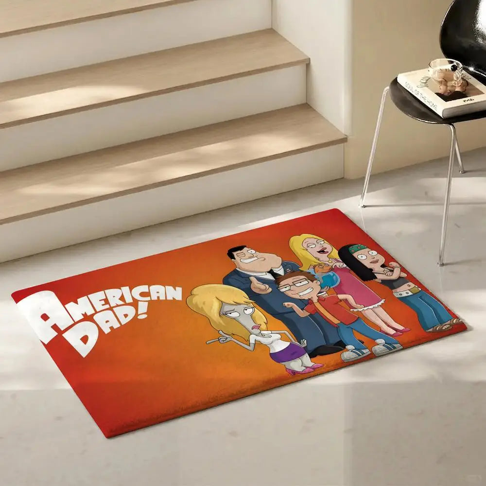 American Dad Cartoon Flannel Floor Mat – Non-Slip Indoor Rug