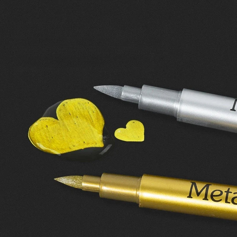 Gold Silver Metallic Permanent Markers Waterproof Paint Pens Rock Mug