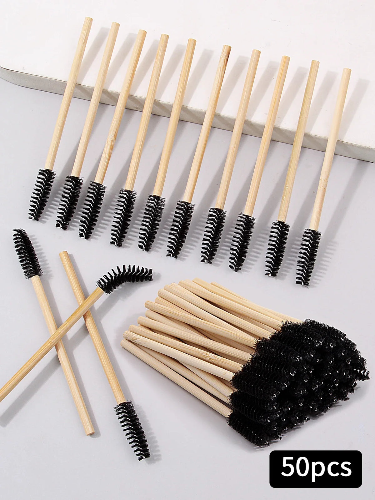 50-Pack Bamboo Mascara Wands & Eyelash Extension Brushes