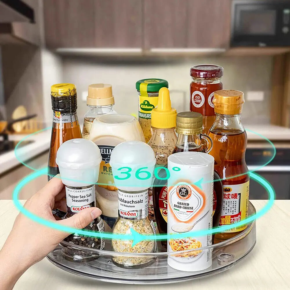 Lazy Susan Turntable Organiser Fridge Spice Rack Rotatable Kitchen