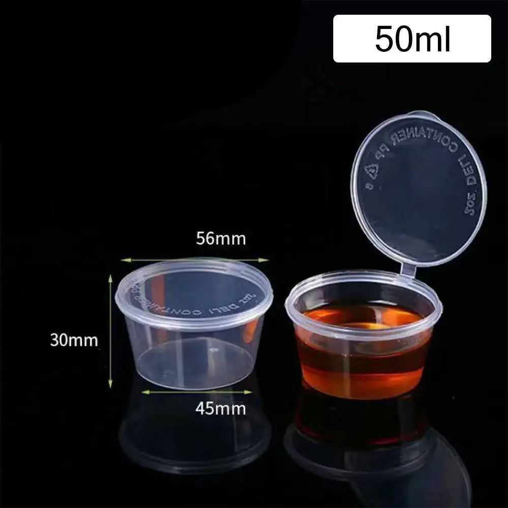 50-Pack Reusable Sauce Cups with Hinged Lids – Leak-Proof