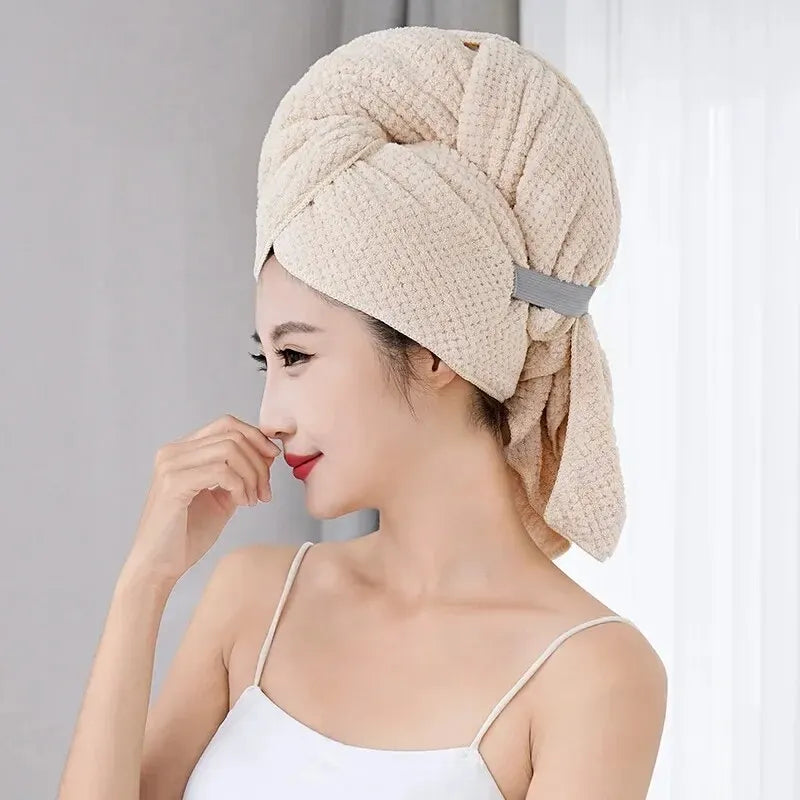 Extra Large Microfiber Hair Towel Wrap with Elastic Band