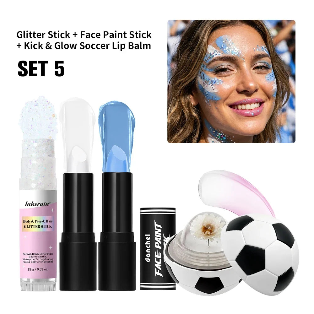 Face Paint & Glitter Stick Set – High Pigment Sport & Festival
