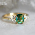 Huitan Green Cubic Zirconia Gold Ring – Women's Wedding Band