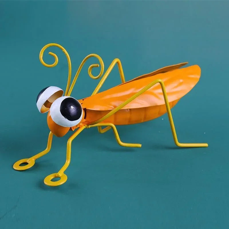 Colorful Metal Grasshopper Garden Sculpture & Outdoor Wall Art