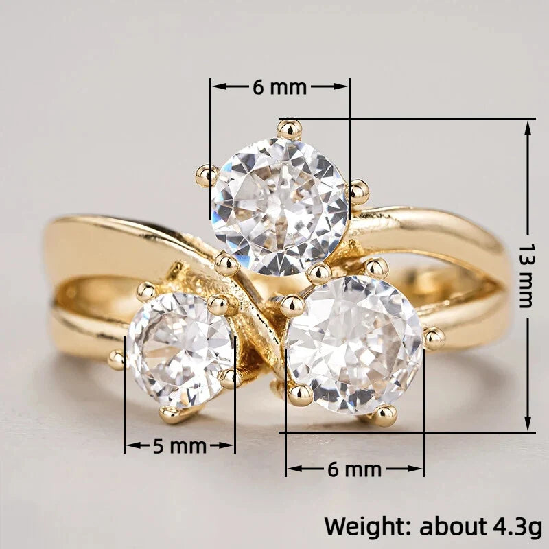 Huitan Triple CZ Ring for Women – Wedding & Engagement Jewelry