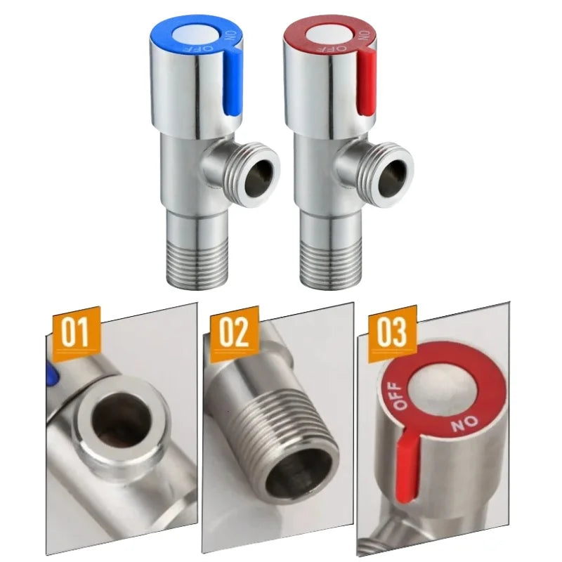 G1/2 Stainless Steel Angle Valve – Hot & Cold Water Inlet