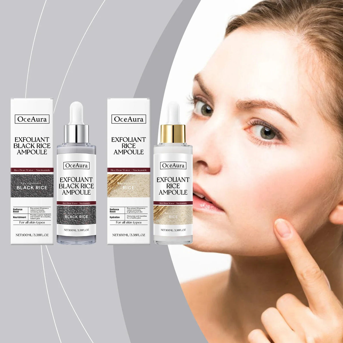 OceAura Rice Brightening Exfoliating Serum – Hyaluronic Acid 100ml