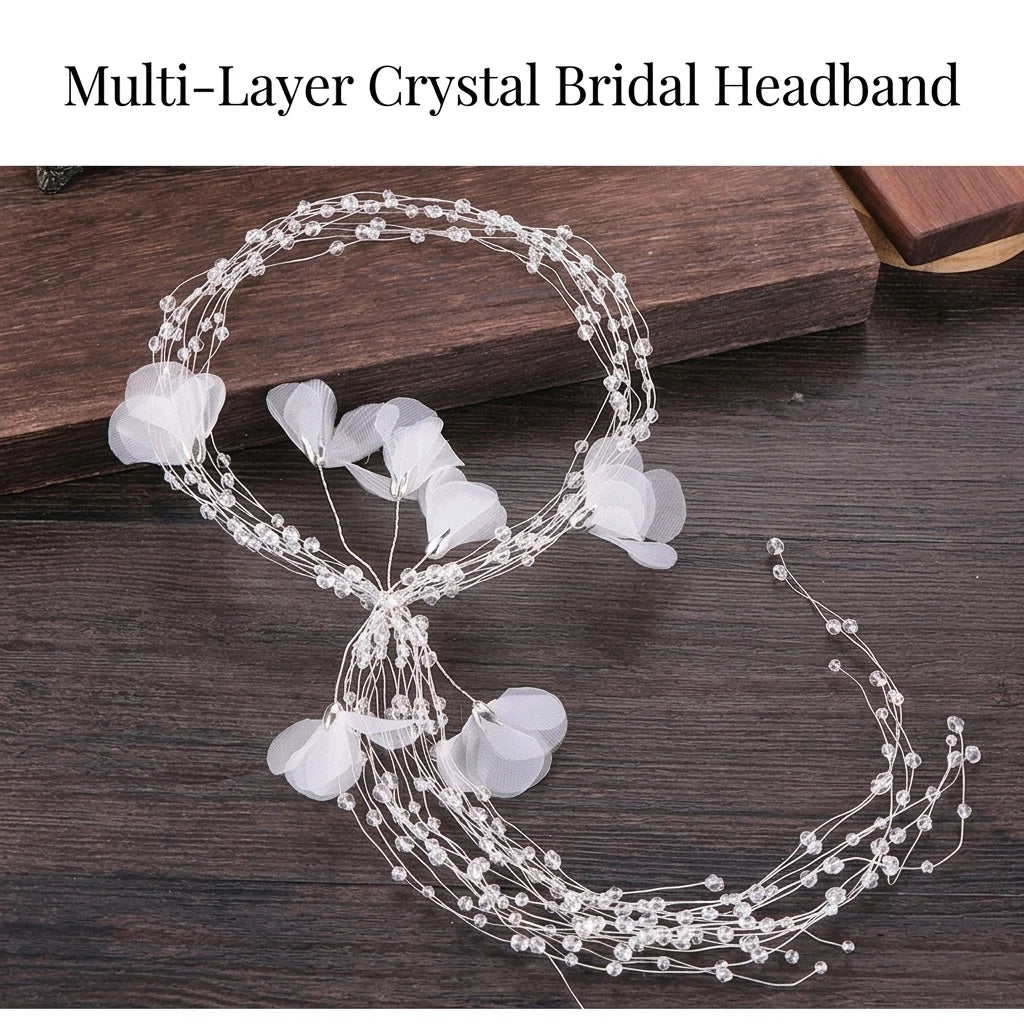 Multi-Layer Pearl Headband with 40cm Tassel Fringe | Bridal