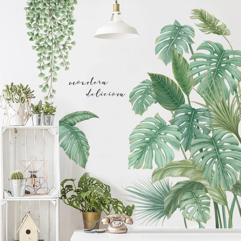 Monstera Leaf Wall Decal – Nordic Tropical Vinyl Sticker