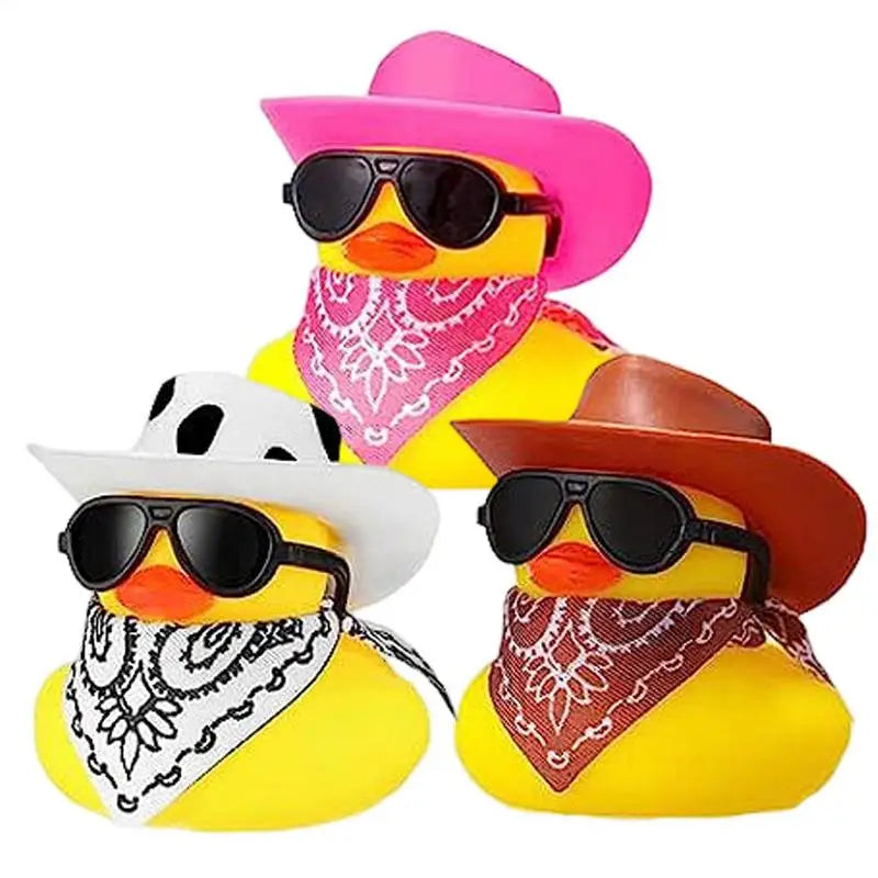 Car Rubber Duck Cowboy Cool Dashboard Ornament Sunglass Toy