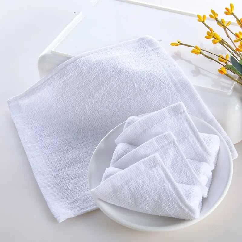 10-Pack Pure Cotton Kids Square Towels 20x20cm | White Wipes