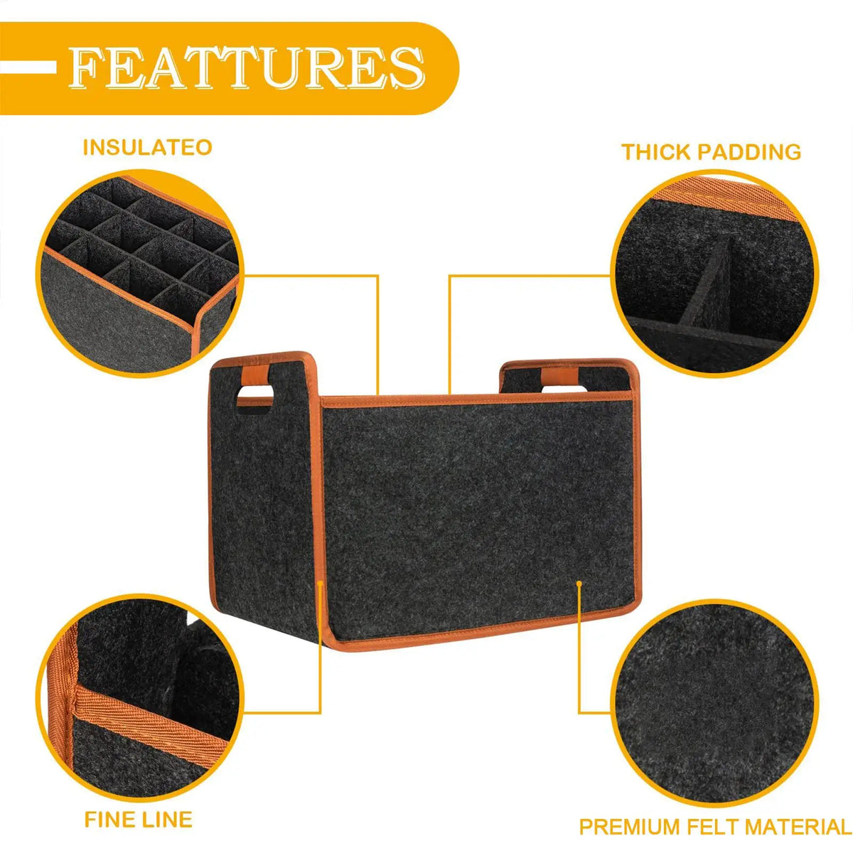 12-Bottle Felt Wine Carrier Bag with Dividers & Handle