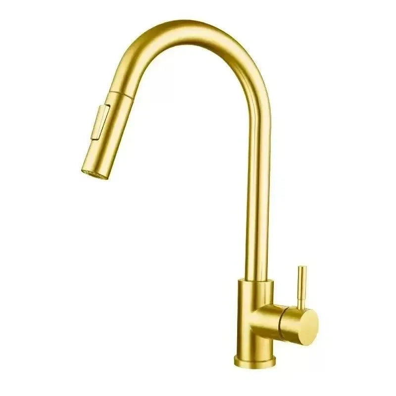 Brushed Gold Pull-Out Kitchen Faucet | Single Handle Mixer