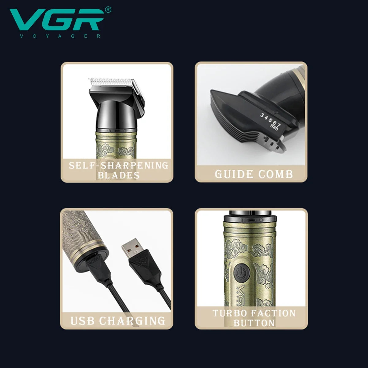 VGR V-621 4-in-1 Men's Electric Hair Trimmer Grooming Set