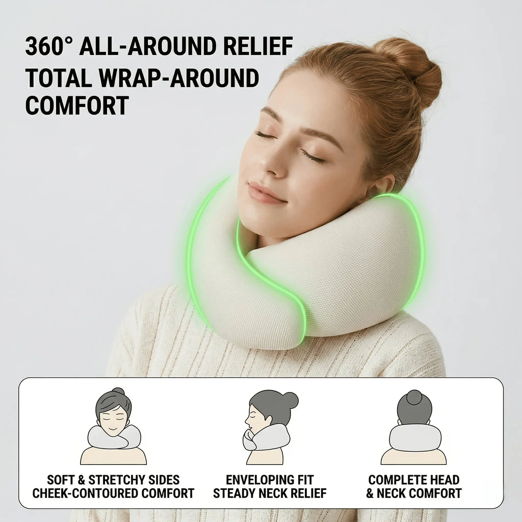U-Shaped Memory Foam Travel Neck Pillow with Storage Box