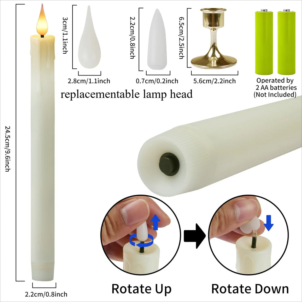 Flameless Candles Remote Timer Battery Operated LED Flickering Taper