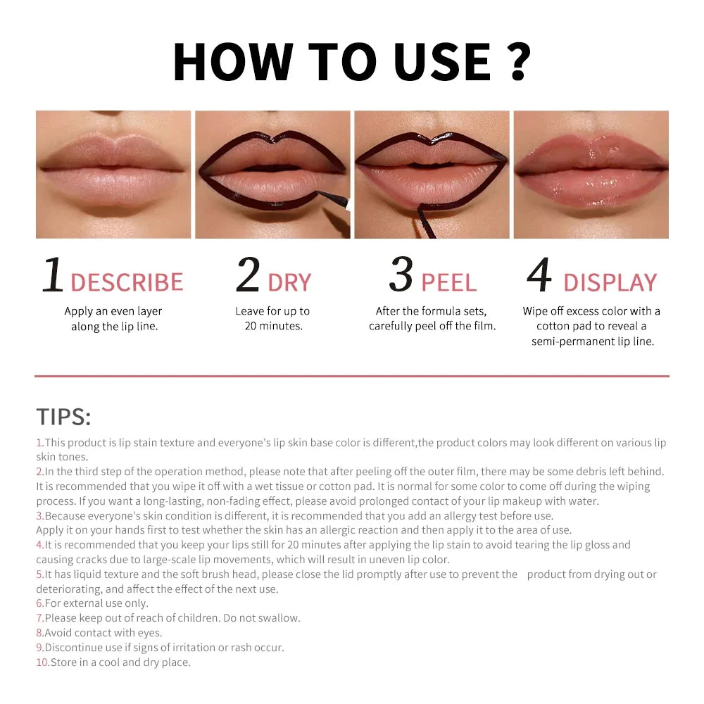 Lakerain Peel-Off Lip Liner | Matte Waterproof Long-Wear Stain