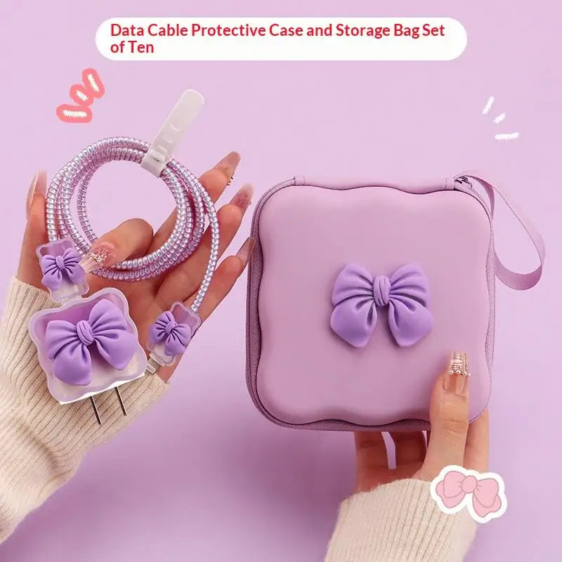 Cute 3D Heart Wave Charger Storage Bag | Travel Organizer