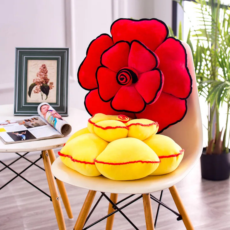 Large Rose Shaped Throw Pillow | Floral Decorative Sofa Cushion