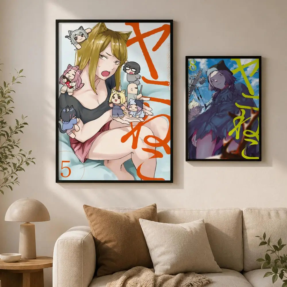 Yani Neko Peel-and-Stick PVC Wall Poster – HD Anime Art