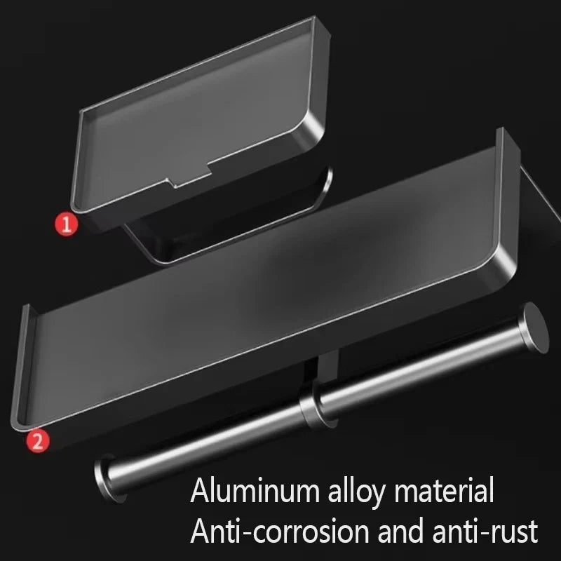 No-Drill Wall-Mounted Aluminum Toilet Paper Holder