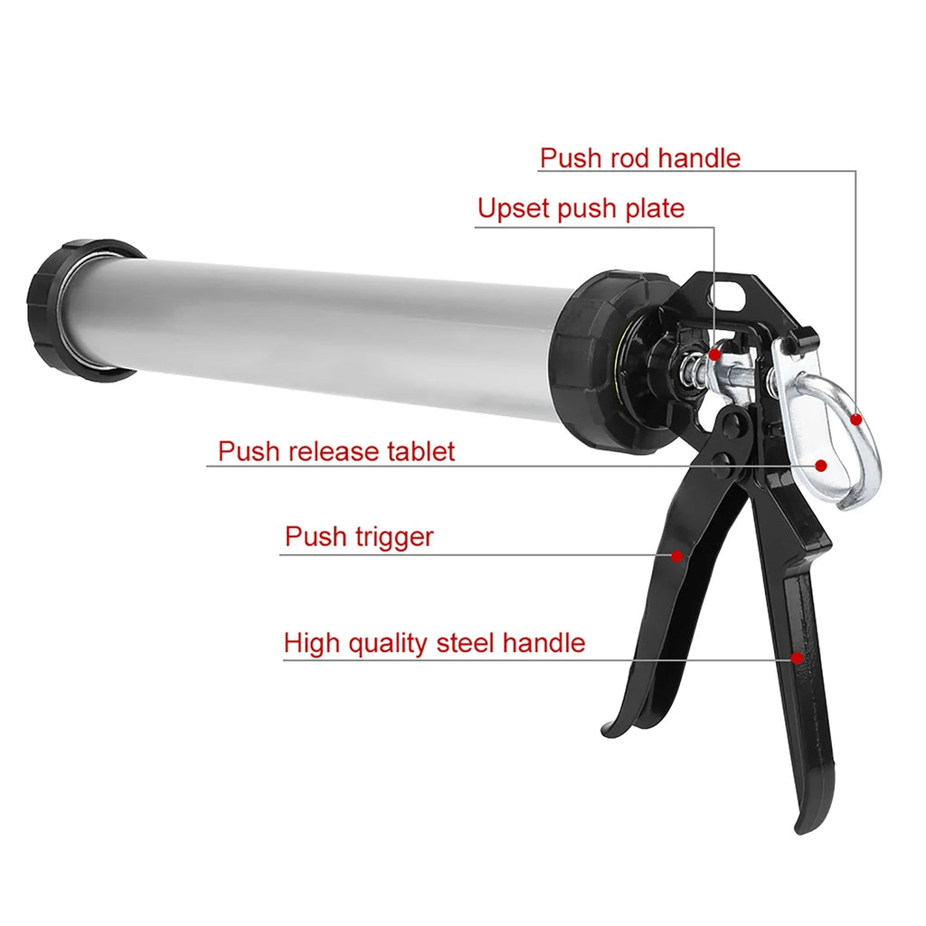 Air Caulking Gun Aluminum Tube Silicone Caulk Tool 10 Nozzles Tools