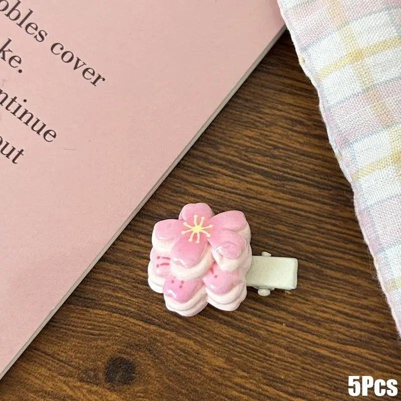 Cherry Blossom Resin Hair Clips Women Girls | 5/6 Pcs Set