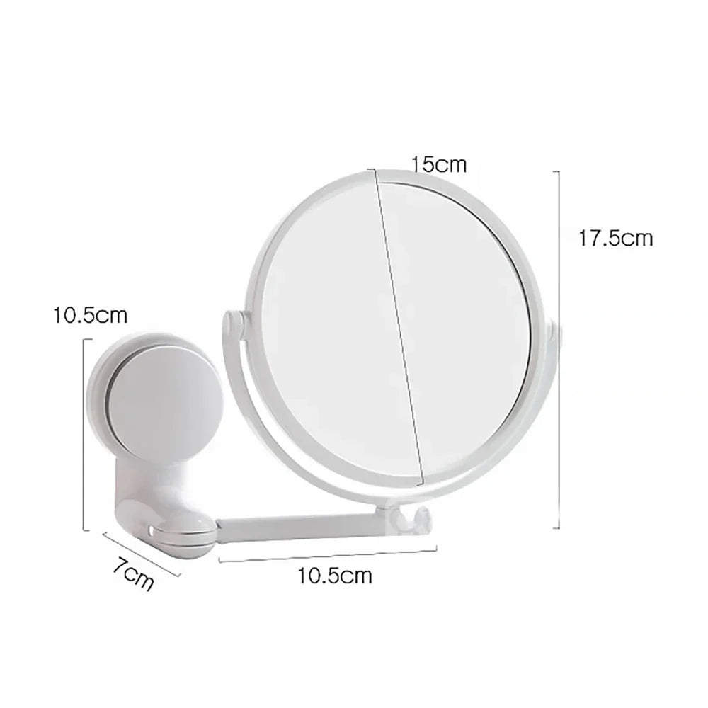 Double-Sided Folding Arm Suction Bathroom Makeup Mirror 6"