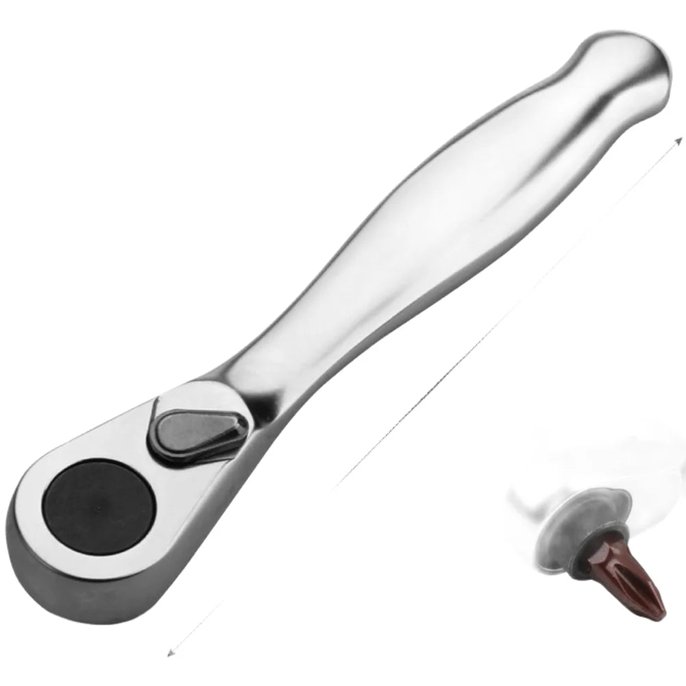 1/4" 72-Tooth Dual Head Ratchet Wrench – Quick-Release Bit Handle