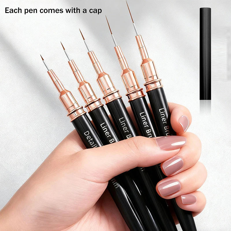 5-Piece Nail Art Liner Brush Set – Fine Detail Manicure Pens