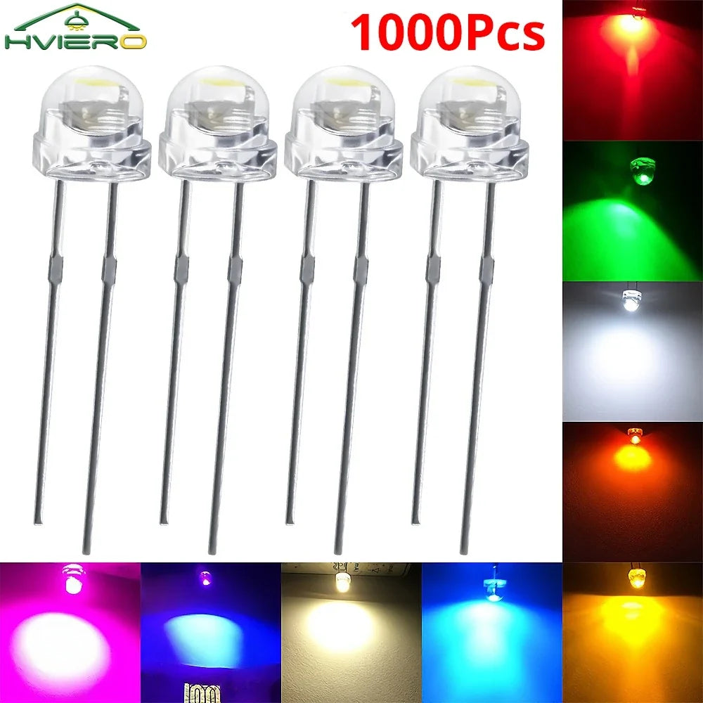 500/1000PCS F5 5mm Straw Hat LED Diodes | Ultra Bright Multi-Color