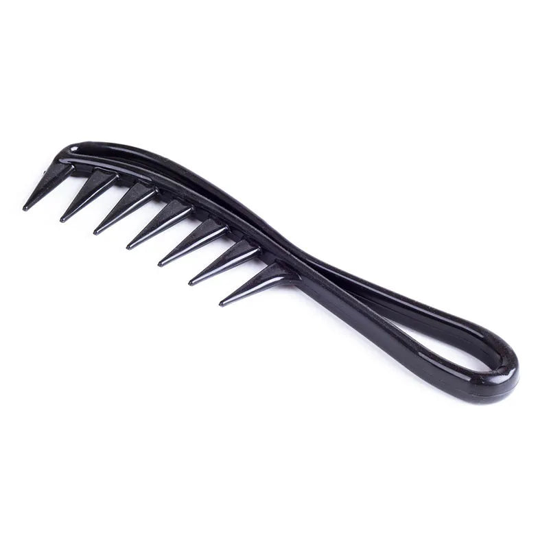 Wide-Tooth Scalp Massage Comb – Men's Black Plastic Hair Comb